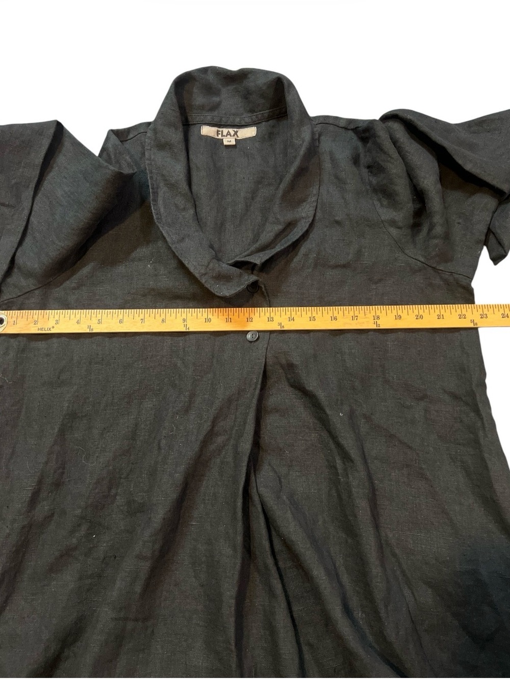 Flax Black Linen A-Line Tunic with Folded Collar - Picture 6 of 7